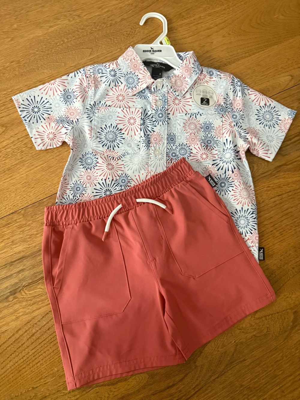 Eddie Bauer Boys Polo & Coral Drawstring Shorts Set - Picture 3 of 10